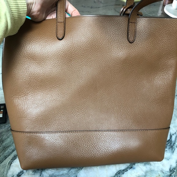 NWT Michael Kors large pebbled leather tote Willie dark tan caramel open top - Picture 8 of 11